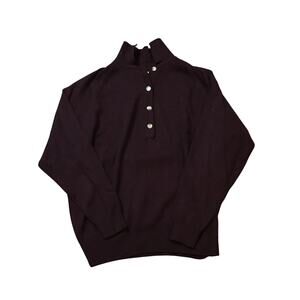 Vintage Tabi International Lambswool blend Brown Men sweater Button Up 1/4 Large